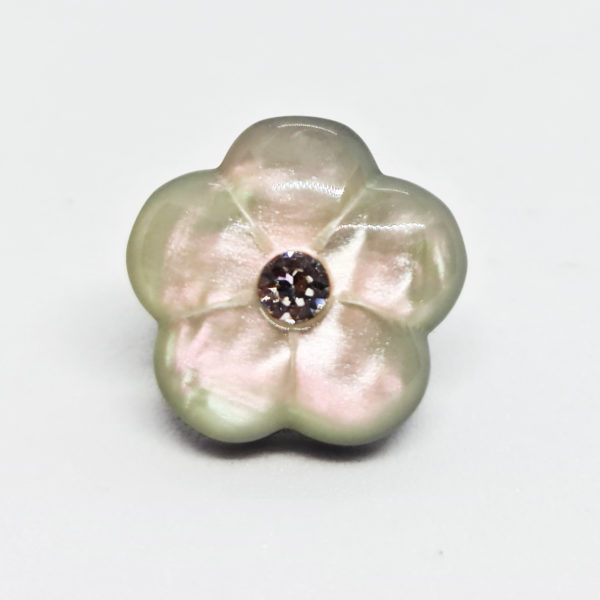 Blomsterknapp, 13mm beige/swarovski